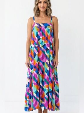 ABEL THE LABEL ANTHROPOLOGIE Oversized Trapeze Baby Doll Maxi Dress Size Medium
